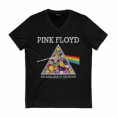 Pink Floyd Dark Side Of The Moon Flowers Front Vneck Black - OtherBrick
