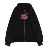 Pink Floyd Flowes Logo Front Ziphoodie Black - OtherBrick