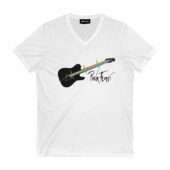 The Dark Side Of The Moon Heartbeat Guitar Pink Floyd Front Vneck White - OtherBrick