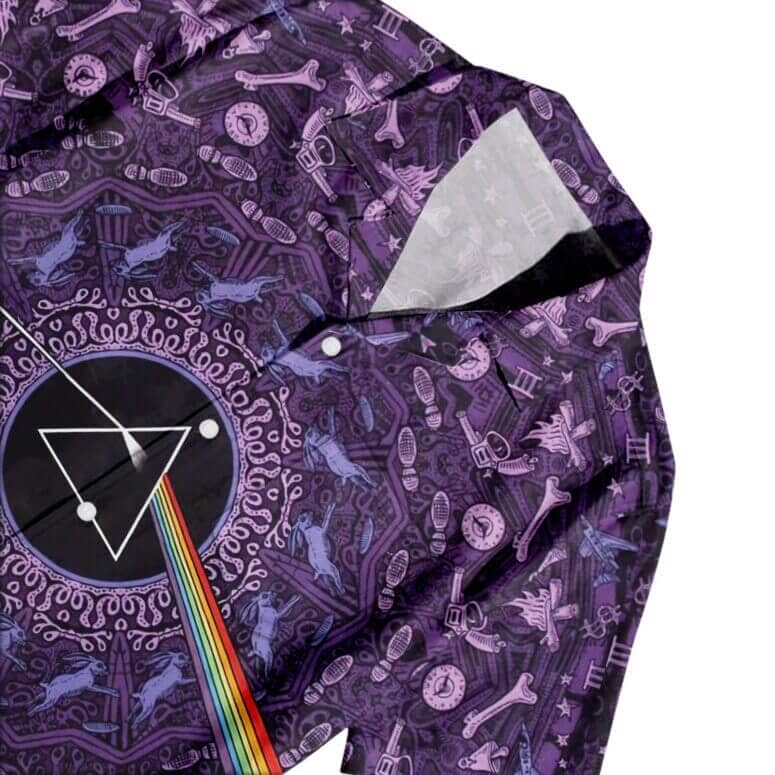 Dark Side Of The Moon Prism Over Serene Lake Pink Floyd Back Art Hawaiian Shirt