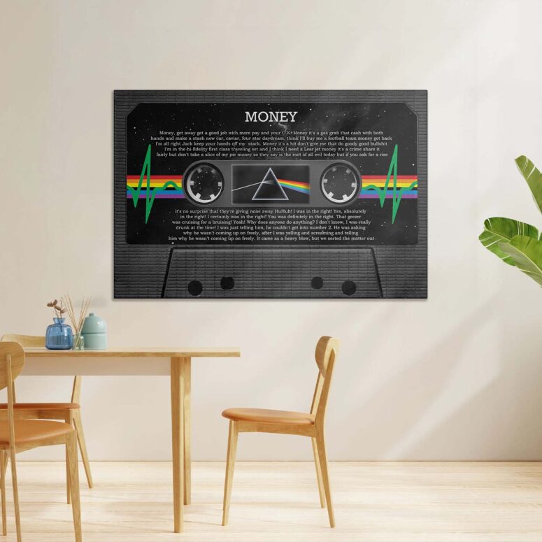 Personalized Pink Floyd Song Lyrics and photo Cassette Tape Couple Canvas Personalized Pink Floyd Song Lyrics and photo Cassette Tape Couple Canvas