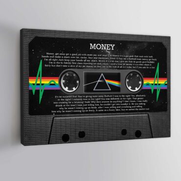 Personalized Pink Floyd Song Lyrics and photo Cassette Tape Couple Canvas