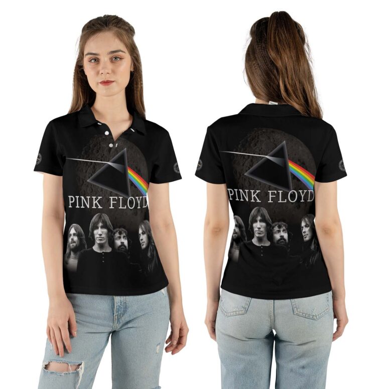Dark Side Of The Moon Pink Floyd Band On The Moon Polo Shirt