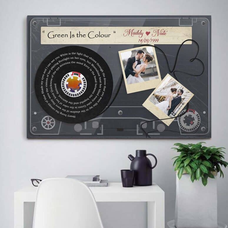 Personalized Pink Floyd Song Lyrics and photo Cassette Tape Couple Canvas Personalized Pink Floyd Song Lyrics and photo Cassette Tape Couple Canvas