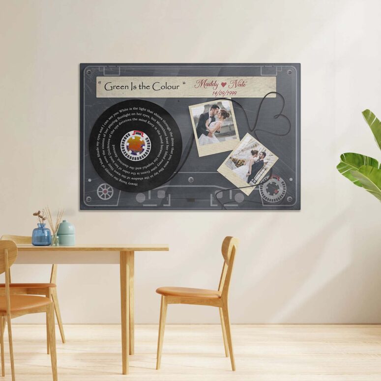 Personalized Pink Floyd Song Lyrics and photo Cassette Tape Couple Canvas Personalized Pink Floyd Song Lyrics and photo Cassette Tape Couple Canvas