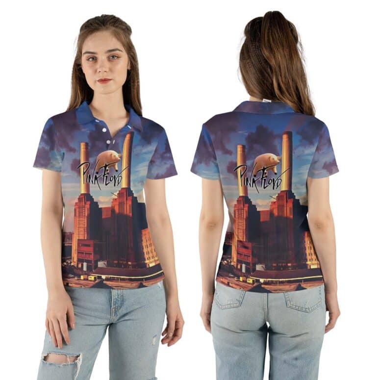 Pink Floyd Animals Pig Fly Polo Shirt Pink Floyd Animals Pig Fly Polo Shirt
