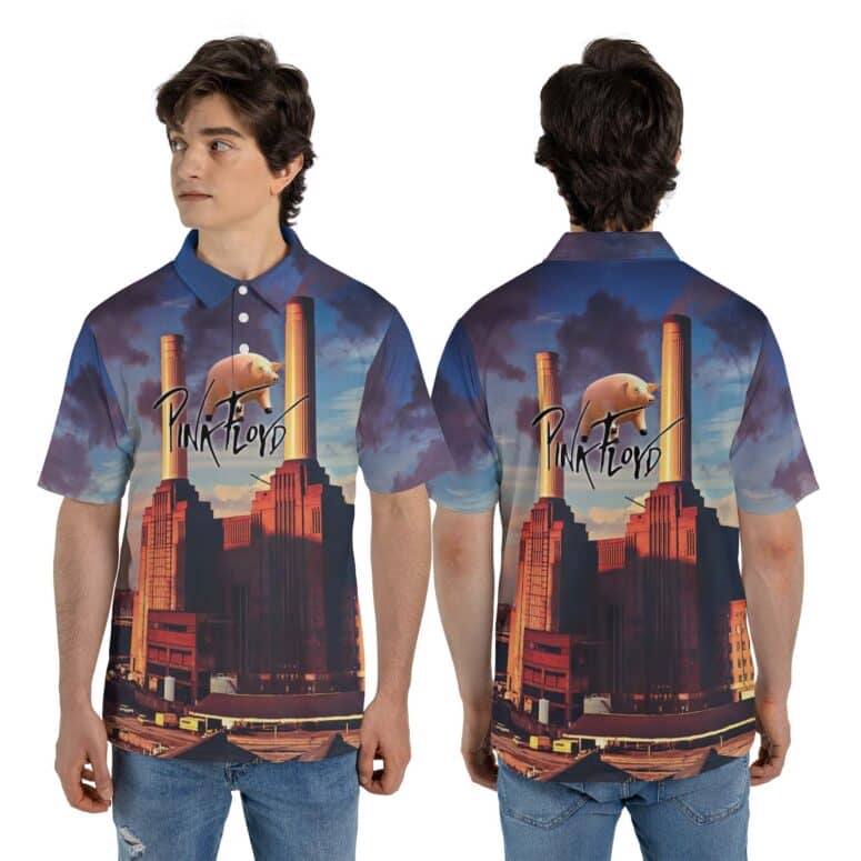 Pink Floyd Animals Pig Fly Polo Shirt Pink Floyd Animals Pig Fly Polo Shirt