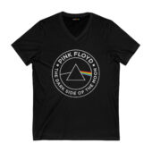 Rock Band Pink Floyd Dark Side Of The Moon Logo Front Vneck Black - OtherBrick