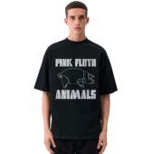 Mockup Tshirt Black Man Front Animals Album Tshirt Hoodie Sweatshirt Worn By David Gilmour In Flesh Tour 1977 - OtherBrick