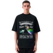 Mockup Tshirt Black Man Front Pink Floyd Long You Live And High You Fly And Smiles Youll Give And Tears Youll Cry - OtherBrick