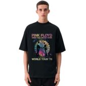 Mockup Tshirt Black Man Front Pink Floyd Wish You Were Here World Tour 1975 Front - OtherBrick