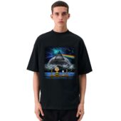 Mockup Tshirt Black Man Front Snoopy And Charlie Brown Looking Dark Side Of The Moon Tshirt Sweatshirt Hoodie - OtherBrick
