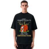 Mockup Tshirt Black Man Front When I Do I Get Comfortably Numb Snoopy Version Pink Floyd - OtherBrick