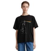 Mockup Tshirt Black Woman Front Cat Dark Side Of The Moon Pink Floyd Shirt - OtherBrick