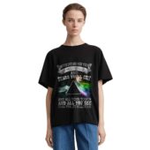 Mockup Tshirt Black Woman Front Pink Floyd Long You Live And High You Fly And Smiles Youll Give And Tears Youll Cry - OtherBrick