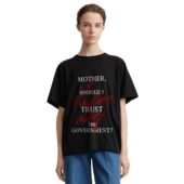 Mockup Tshirt Black Woman Front Pink Floyd Mother Should I Trust The Government Shirt - OtherBrick
