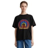 Mockup Tshirt Black Woman Front Pyramid Sunrise Eclipse 1972 Dark Side Of The Moon Tour - OtherBrick