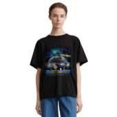 Mockup Tshirt Black Woman Front Snoopy And Charlie Brown Looking Dark Side Of The Moon Tshirt Sweatshirt Hoodie - OtherBrick