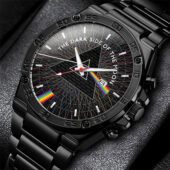 Dark Side Of The Moon 40th Artwork Black Wall Silver Watch Black - OtherBrick