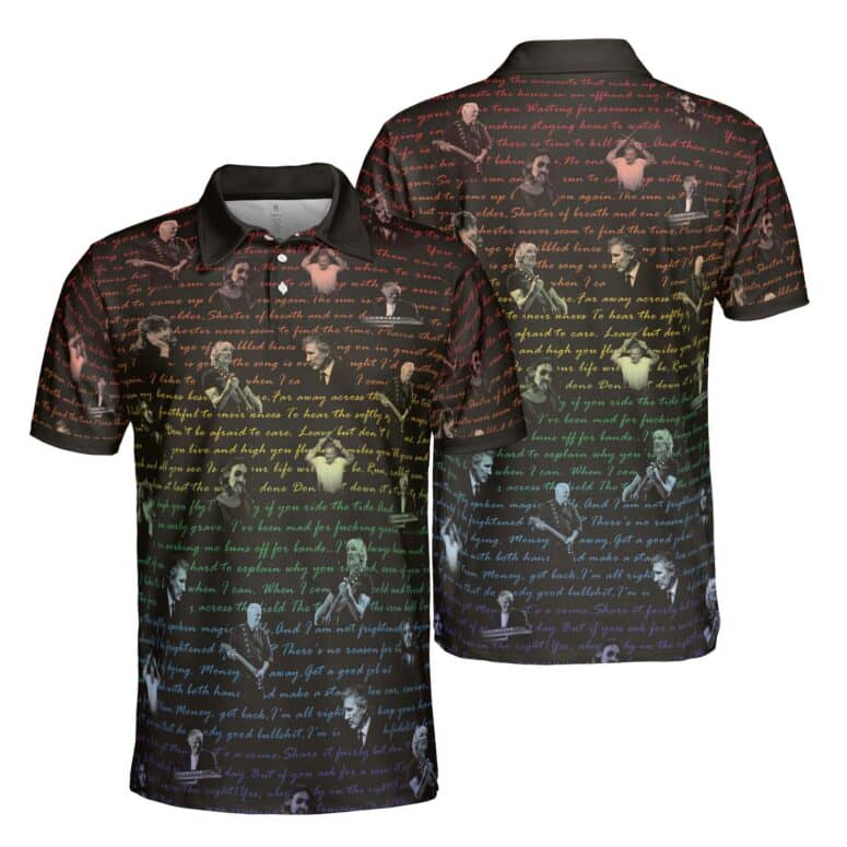 Dark Side Of The Moon Lyrics And Pink Floyd Band Polo Shirt Dark Side Of The Moon Lyrics And Pink Floyd Band Polo Shirt