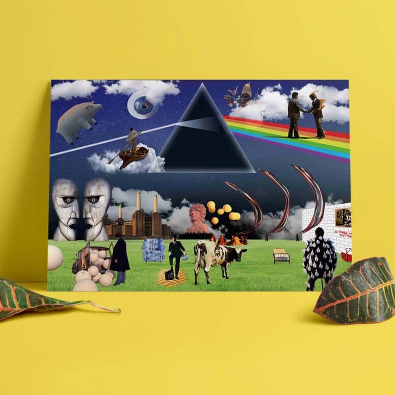 Pink Floyd DSOTM WYWH Division Bell Pulse Animal Collage Album Poster