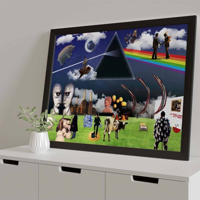 Pink Floyd DSOTM WYWH Division Bell Pulse Animal Collage Album Poster