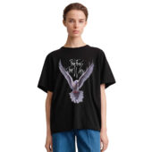 White Dove Peace Bird The Wall Front Shirt Woman Black - OtherBrick