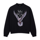 White Dove Peace Bird The Wall Front Sweatshirt Black - OtherBrick