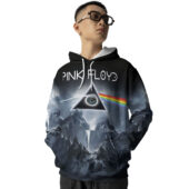 Hoodie Front Dark Side Of The Moon Pulse Mountain Pink Floyd Hoodie - OtherBrick