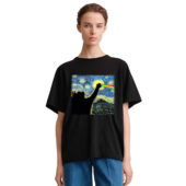 Cat Starry Night Dsotm Van Gogh Front Shirt Woman Black - OtherBrick