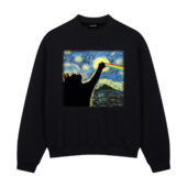 Cat Starry Night Dsotm Van Gogh Front Sweatshirt Black - OtherBrick