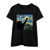 Cat Starry Night Dsotm Van Gogh Front Wtee Black - OtherBrick