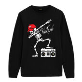 Dark Side Of Skeleton Dab Dabbing Front Longsleeve Black - OtherBrick