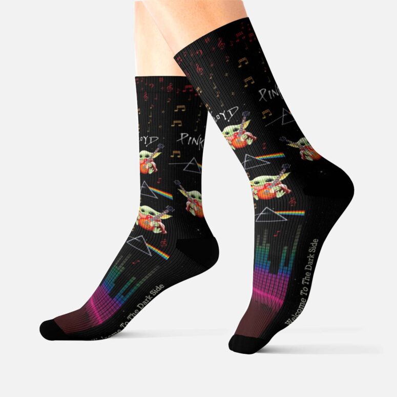 Music Baby Yoda Din Grogu Welcome To The Dark Side Pink Floyd Socks