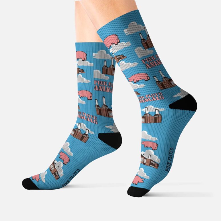 Animals Pig Fly In Blue Sky over Battersea Power Station Pink Floyd Socks