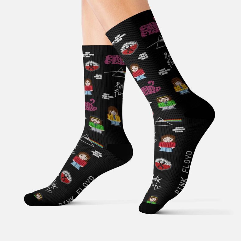 The Wall DSOTM Members Pixel Pink Floyd Socks