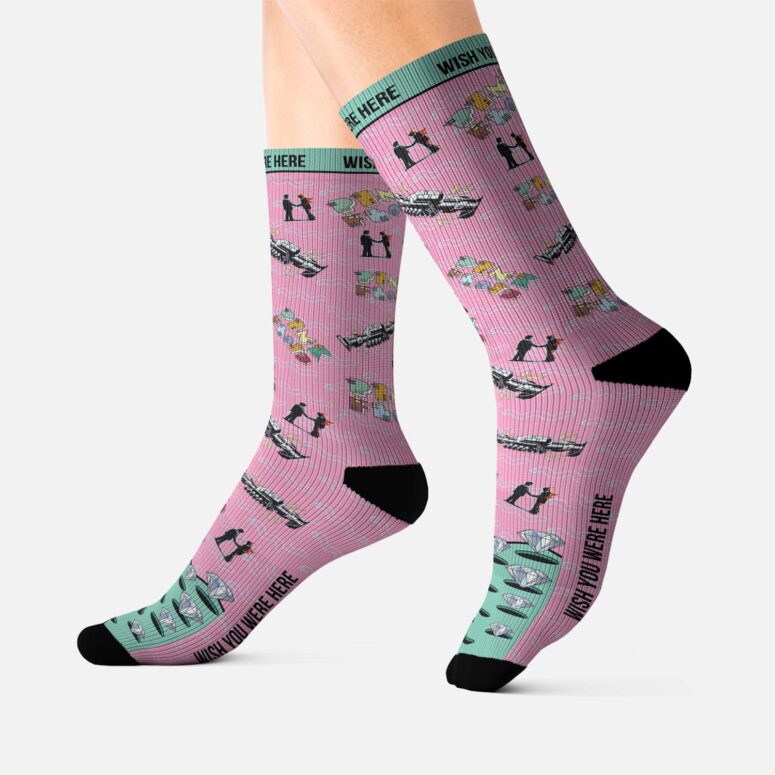 Wish You Were Here 1975 Diamond Pink Floyd Socks Wish You Were Here 1975 Diamond Pink Floyd Socks