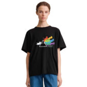 Prisma Rainbow Cats Dark Side Of The Moon Front Shirt Woman Black - OtherBrick