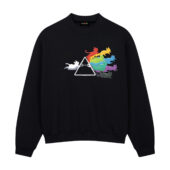 Prisma Rainbow Cats Dark Side Of The Moon Front Sweatshirt Black - OtherBrick