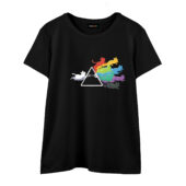 Prisma Rainbow Cats Dark Side Of The Moon Front Wtee Black - OtherBrick
