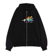 Prisma Rainbow Cats Dark Side Of The Moon Front Ziphoodie Black - OtherBrick