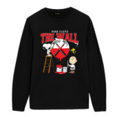 Snoopy Charlie Brown And Woodstock Paint Pink Floyd The Wall Front Longsleeve Black - OtherBrick