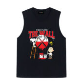 Snoopy Charlie Brown And Woodstock Paint Pink Floyd The Wall Front Tank Black - OtherBrick