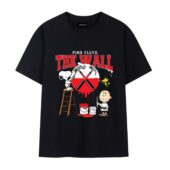 Snoopy Charlie Brown And Woodstock Paint Pink Floyd The Wall Front Tshirt Black - OtherBrick