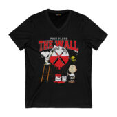 Snoopy Charlie Brown And Woodstock Paint Pink Floyd The Wall Front Vneck Black - OtherBrick