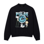 Snoopy Charlie Brown And Woodstock Painting Pulse Pink Floyd Front Sweatshirt Black - OtherBrick