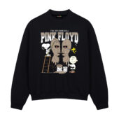 Snoopy Charlie Brown And Woodstock Painting The Division Bell Pink Floyd Front Sweatshirt Black - OtherBrick