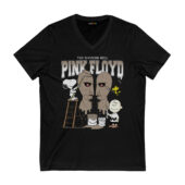 Snoopy Charlie Brown And Woodstock Painting The Division Bell Pink Floyd Front Vneck Black - OtherBrick