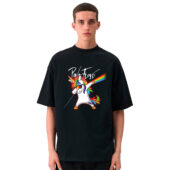 Unicorn Dabbing Dark Side Of The Moon Pink Floyd Front Shirt Man Black - OtherBrick