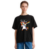 Unicorn Dabbing Dark Side Of The Moon Pink Floyd Front Shirt Woman Black - OtherBrick